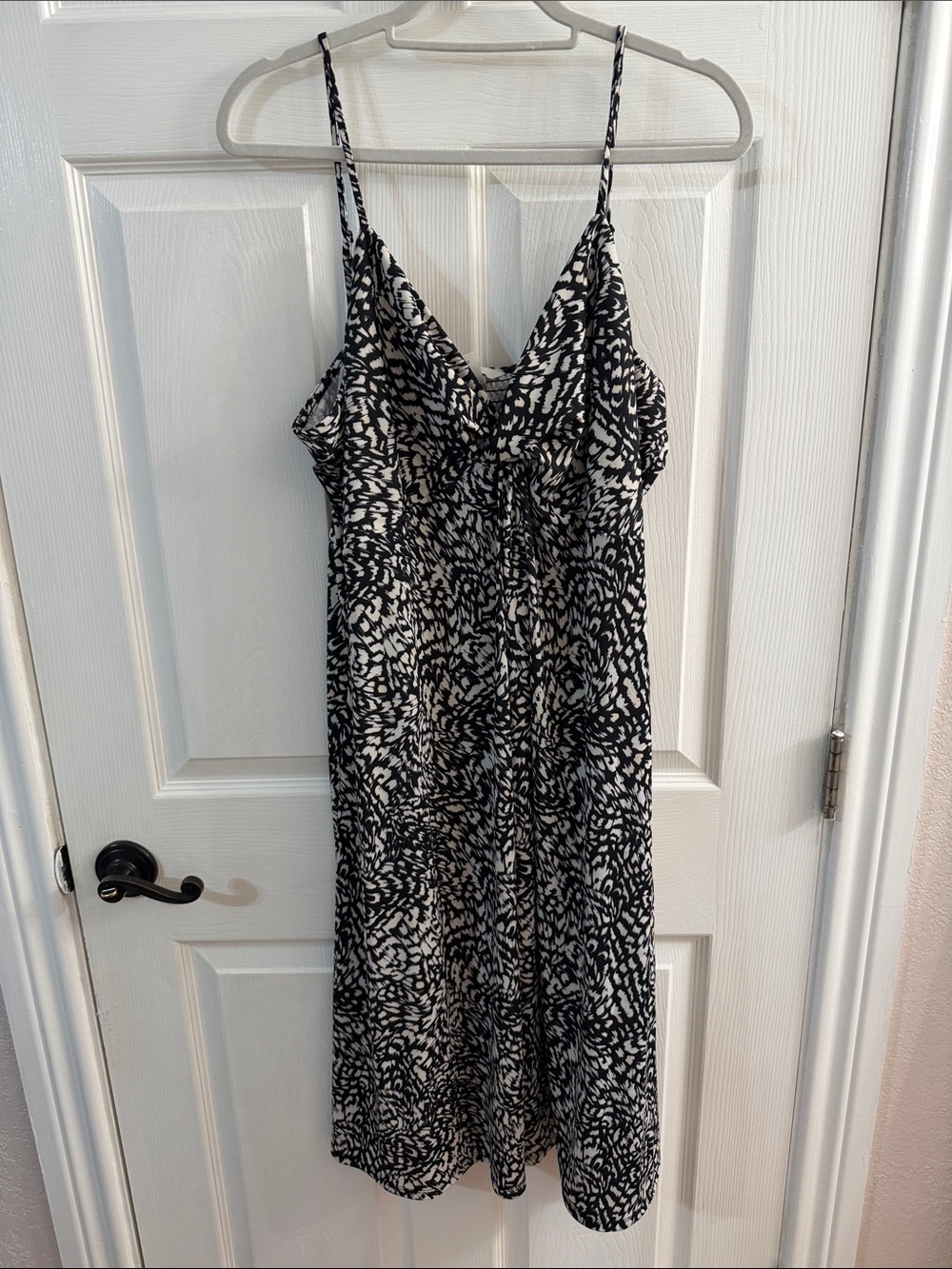 H&M Black and White Printed Midi Slip Dress